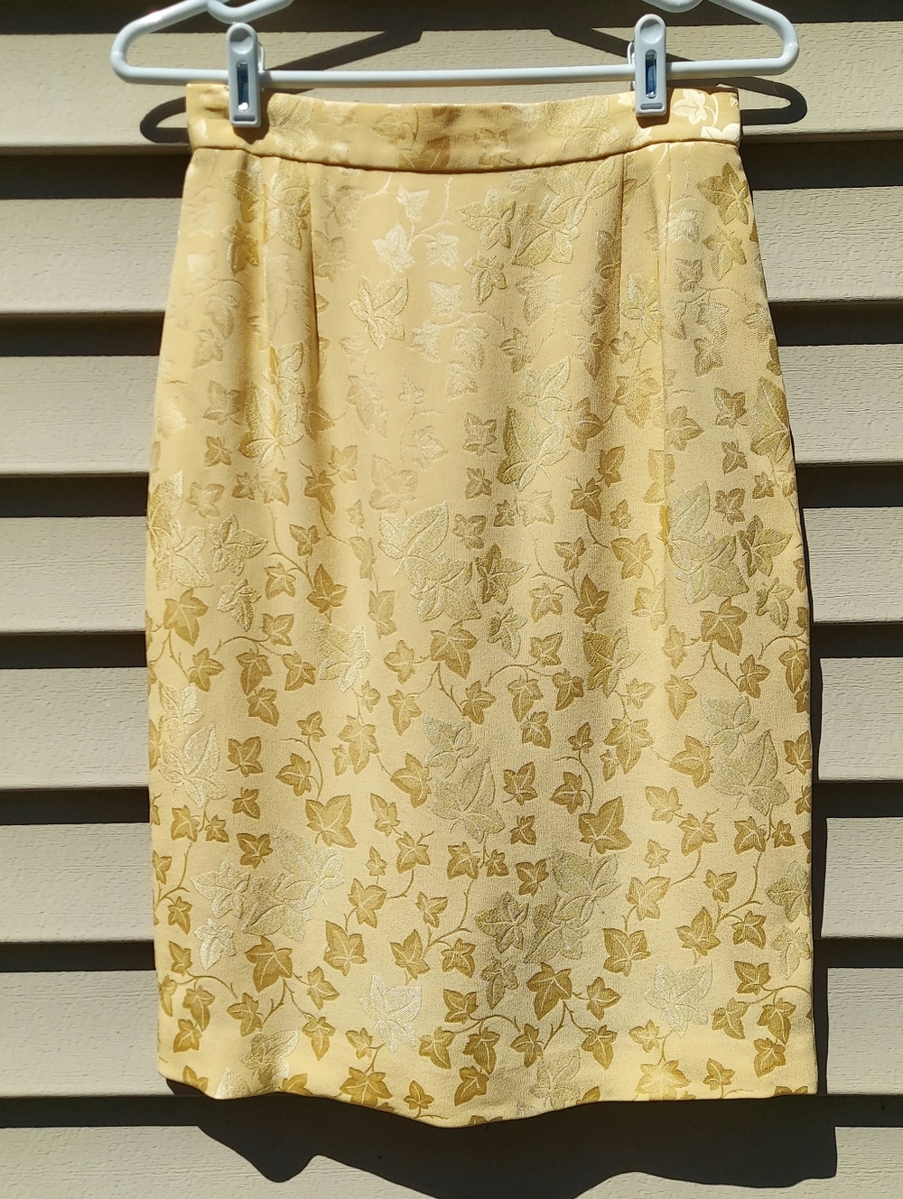 Louis Feraud Vintage Pastel Yellow Floral Jacquard Pencil Skirt Women's Size 8